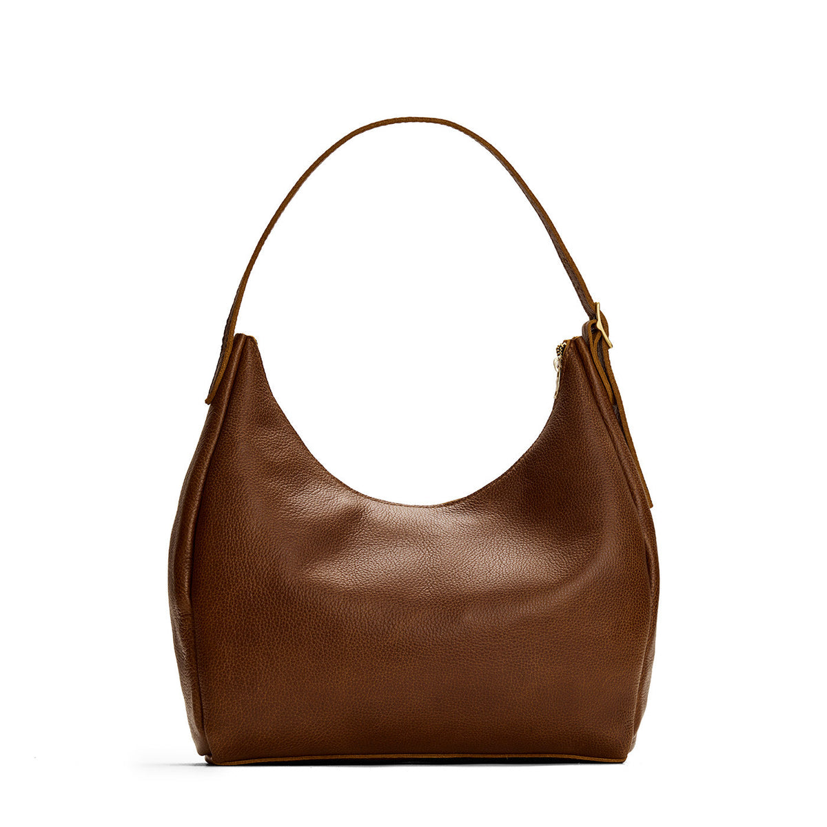 Asheville*Large | U-shaped, flat-bottomed leather shoulder bag with adjustable strap