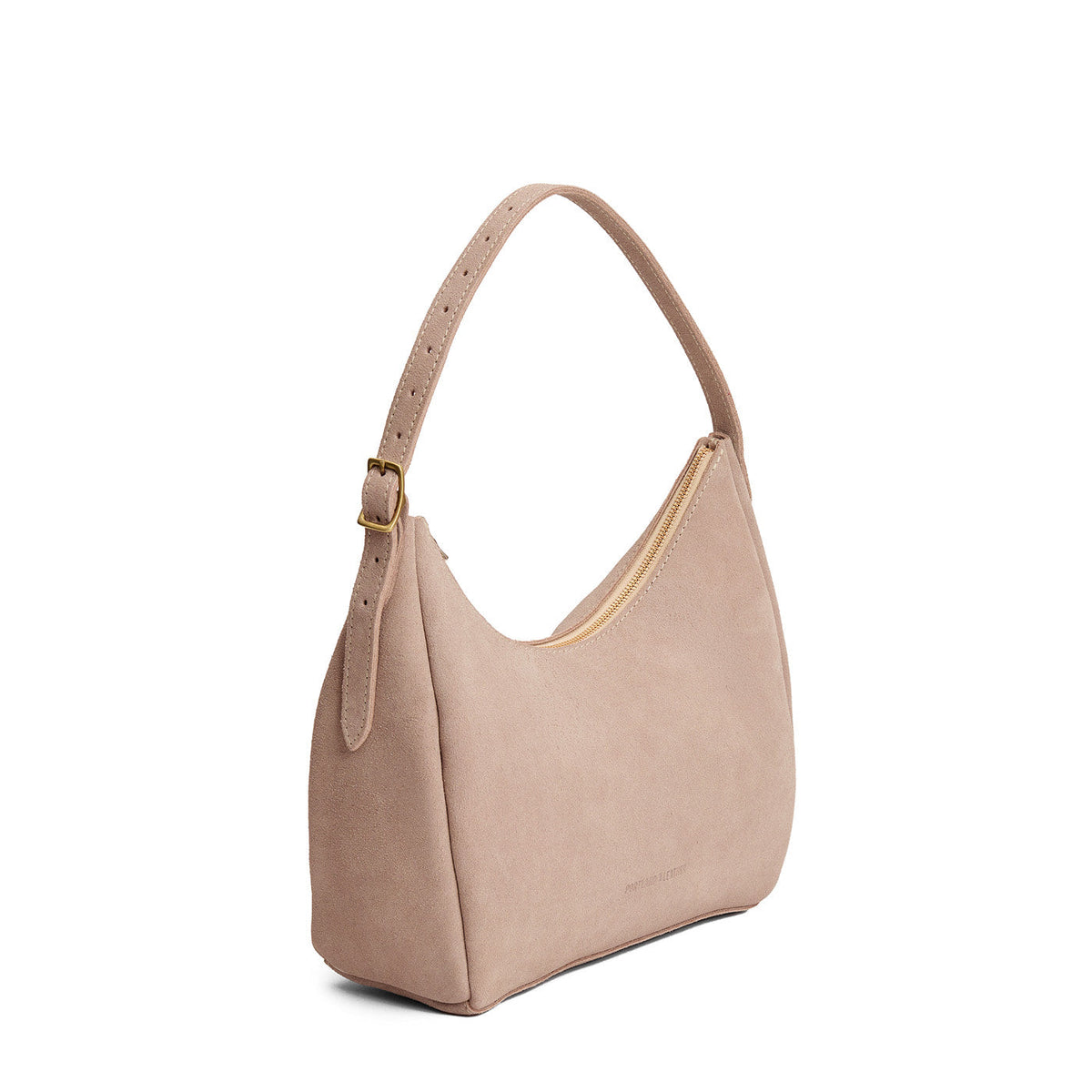 Taupe*Medium | U-shaped, flat-bottomed leather shoulder bag with adjustable strap