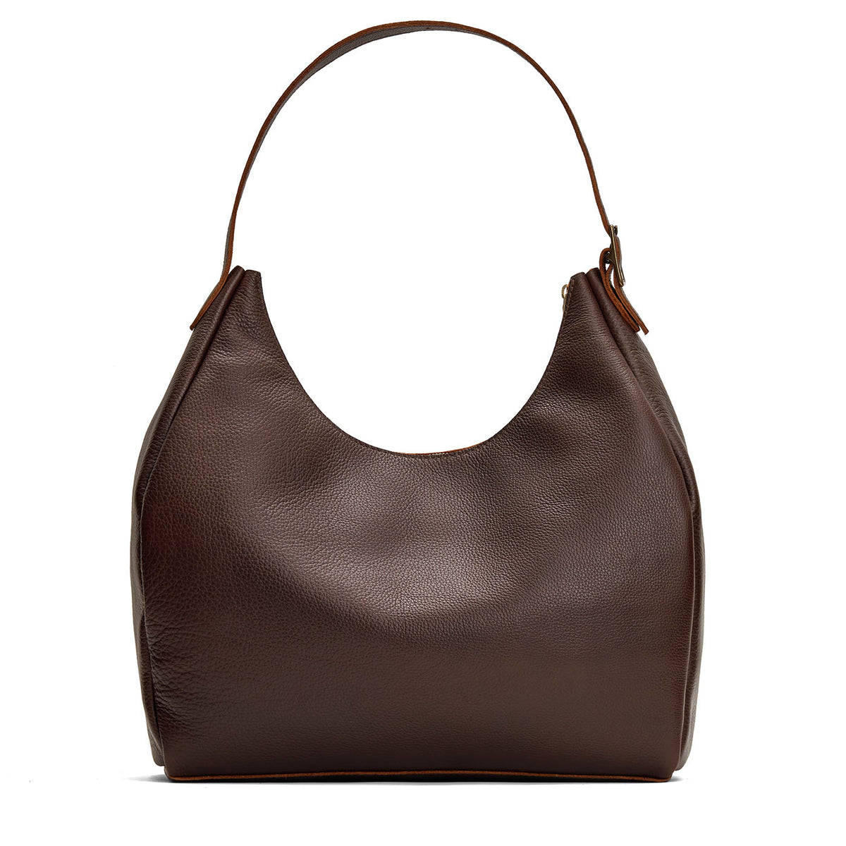 Coldbrew*Oversized | U-shaped, flat-bottomed leather shoulder bag with adjustable strap